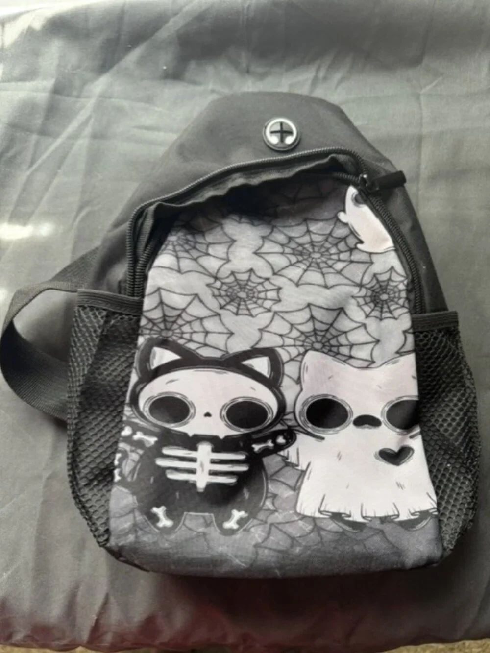 Cute Stylish Skeleton Goth Ghost Pattern Halloween Themed Daily Casual Sling Bag
